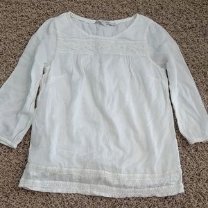 Boden 3/4 sleeve off white shirt with detail